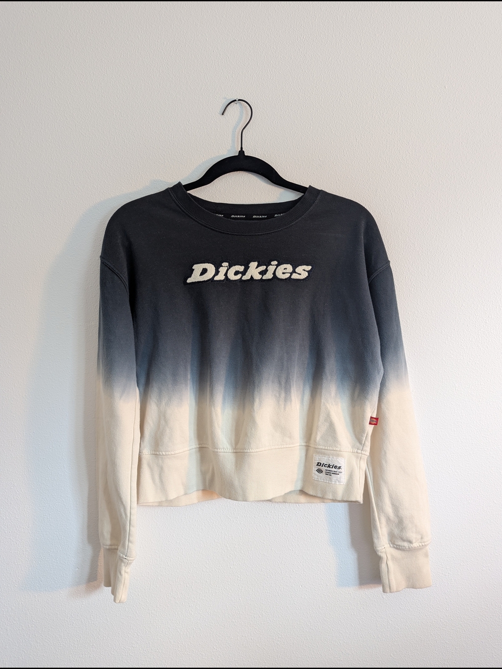 Dickies Women's Ombre Crew Sweatshirt in Black, Blue, and Cream